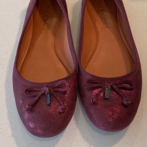 COACH, LOLA BALLET FLATS, BORDEAUX GSUEDE, GUC, SIZE US 6.5